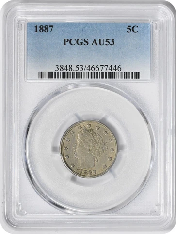 1887 Liberty Nickel AU53 PCGS Cover