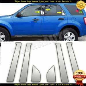 Moldura de poste de pilar de puerta de acero inoxidable cromado de 6 piezas para Ford Escape 2008-2012 - Imagen 1 de 2