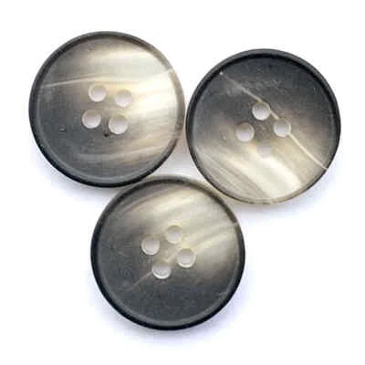 BLACK GREY SILVER MARBLED EFFECT 4 HOLE RIM BUTTONS Size 18mm - Image 1 of 2