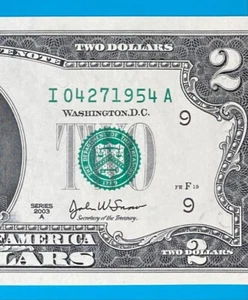 April 27, 1954 : I 04271954 A BIRTHDAY Note $2 Two Dollar Bill *UNC* - Picture 1 of 3