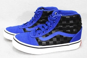 Vans Off the Wall Sneakers Sk8 Hi Suede 500714 Royal Blue/Checkered Black Y 13 - Picture 1 of 9