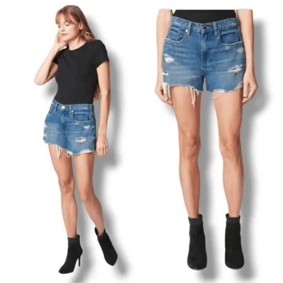 Pantalones cortos de mezclilla de tiro alto desgastados Blank NYC The Barrow talla 30 Foto 1 de 4