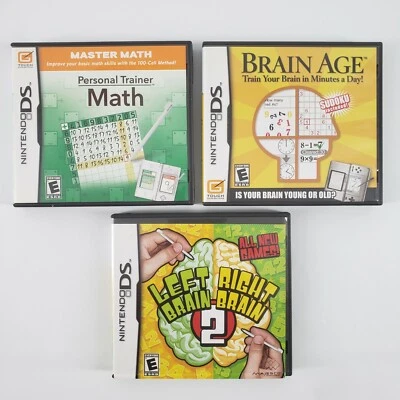 3 Nintendo DS Games -  Brain Age, Personal Trainer Math, Left Right Brain 2  - Image 1 of 4