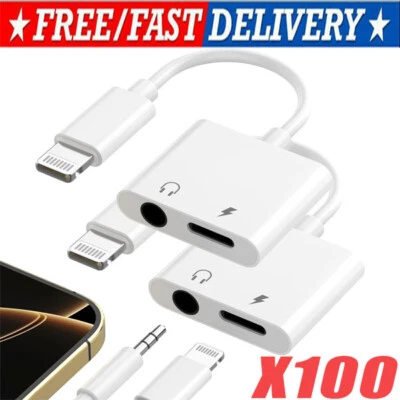 For iPhone 14 13 12 11 Pro to3.5mm AUX Headphone Jack Adapter Audio Splitter lot - Image 1 of 4