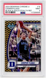2024-25 Bowman University Chrome Cooper Flagg Black Gold Stealth /24 MINT PSA 9 - Picture 1 of 1