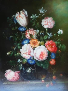 Incredible Victorian 19th Century Flowers Strawberries Oil Wood Panel Painting ! - Picture 1 of 9