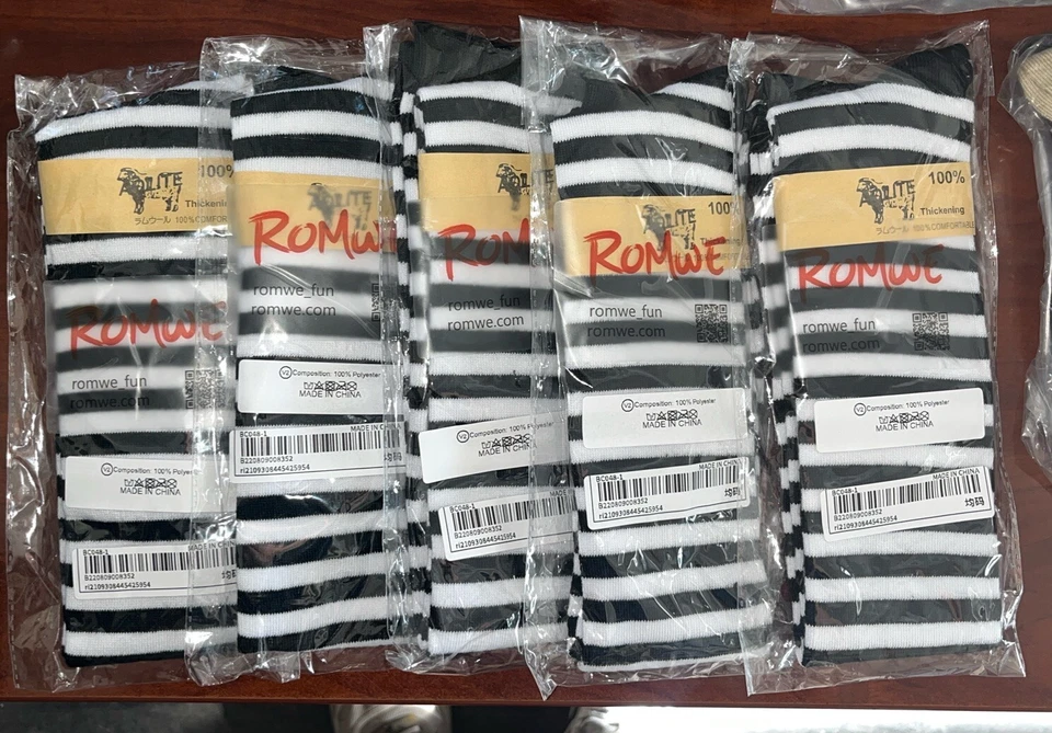 5x Shein ROMWE Striped Print Over The Knee Socks new Free shipping - Image 1 of 1
