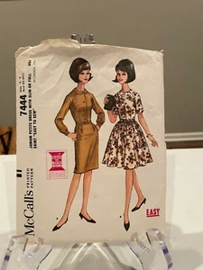 VINTAGE 1964 MCCALL'S 7444 JUNIOR PETITE DRESS W/2 SKIRT OPTIONS SIZE 7-9 - Picture 1 of 2