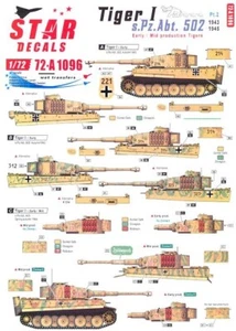 Calcomanías Star 1/72 TIGER I TANQUES DE s.Pz.Abt. 502 tigres de producción temprana y media - Imagen 1 de 3