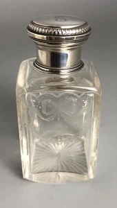 Victorian French 950 Grade Solid Silver Cut Glass Scent Bottle Gustave Keller CZ - Picture 1 of 3