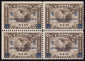 Canada Scott C4 Mint NH OG 2x2 Block 6c on 5c dk brown 1932 Lot AA114 bhmstamps - Picture 1 of 2