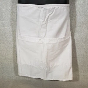Delantal de cintura Fame Fabrics F79 blanco para servidor - 10′′ × 19′′, 2 bolsillos, corbatas de 40′′ - Imagen 1 de 6