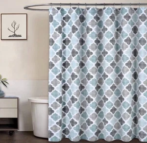 NEW!! Elegant Fabric Shower Curtain - Moroccan Geometric Quatrefoil Pattern - Picture 1 of 9