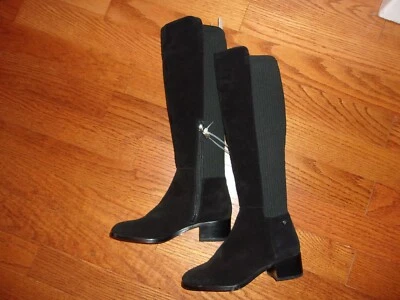 Nuevas botas altas Eileen Fisher negras de gamuza/tela de calcetín hasta la rodilla talla 6M Foto 1 de 2