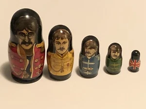 The Beatles Nesting Dolls 5 pc Hand Painted Moscow Russia - Picture 1 of 4