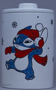 Disney Navidad Invierno Lilo & Stitch & Angel Bote Tarro de Galletas NUEVO - Imagen 1 de 2