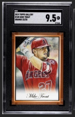 2019 TOPPS GALLERY MIKE TROUT #105 ORANGE /25 SGC 9.5 POP 1 - Image 1 of 2
