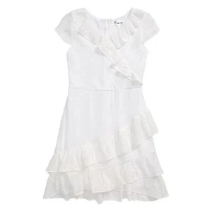 LOVE, NICKIE LEW NEW $42 Ruffle Cap Sleeve Dress Off White Girl's Large - Picture 1 of 4