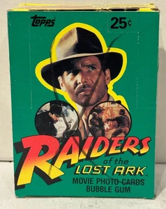1981 Indiana Jones Raiders of the Lost Ark Vintage FULL 36 Pack Trading Card Box - Imagen 1 de 8