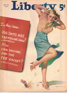 LIBERTY MAGAZINE JULY 10 1937 NICE PIN-UP CHEESECAKE COVER! - Picture 1 of 3