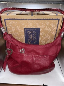 Brighton Barbados Shoulder Bag Braided Strap Raspberry With Charm, Bag, & Box - Picture 1 of 11