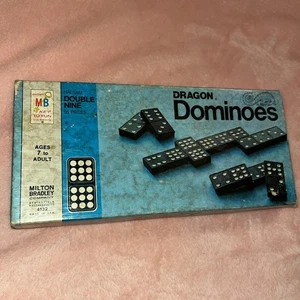 Vintage 1970 Milton Bradley Halsam Double 9 Dominosteine, USA Made, Dragon - Bild 1 von 7