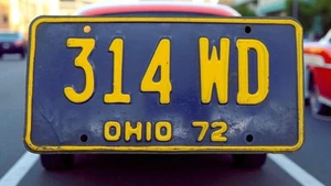 Ohio License Plate 1972 Tag # 314-WD Yellow/Blue Passenger Car Good Vintage Cond - Picture 1 of 1
