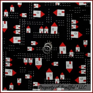 BonEful Fabric Cotton Quilt VTG Black White Red B&W Adoption Baby Boy Girl SCRAP - Picture 1 of 7