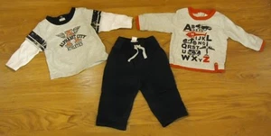 Old Navy 2 Long Sleeve Shirts and Pant Set Boy 3-6M Cot - Picture 1 of 2