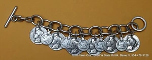 Antique Coin Bracelet 5 Small 1642 Unknown/6 Big France c.1880 TW 3.235 OZT/100g - Picture 1 of 13