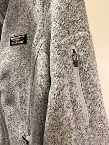 LL Bean Jacket Womens Petite M Sweater Fleece Full Zip Long Sleeve Gray 504891