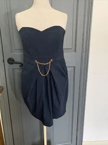 Miso Mini Strapless Dress Navy Bodycon - size 14 - Picture 1 of 9