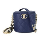 CHANEL Matelasse Mini Vanity Chain Shoulder Bag Leather Navy AS1355 90195379