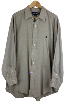 Poni Ralph Lauren Yarmouth 100 % algodón para hombre talla 17,5 32/33 beige a cuadros verde Foto 1 de 4