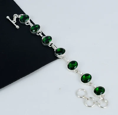 Green Tourmaline Gemstone Bracelet 925 Sterling Silver Everday Wear Jewelry - Image 1 of 4