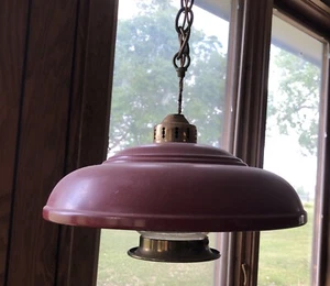 Vintage MCM Farmhouse Hurricane RED Ceiling Fixture Lamp Read - Picture 1 of 8