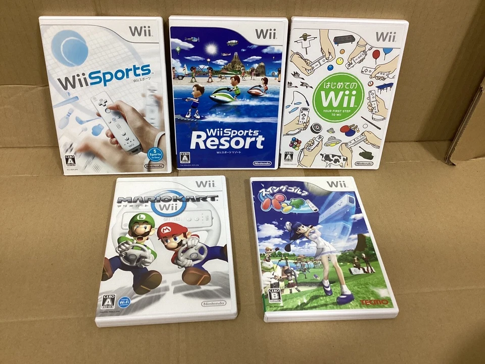 Wii Games Lot of 5 Wii Sports Resort Mario Kart Wii Play  Japan ver. working - Image 1 of 4