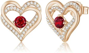 Infinity Love Heart Women Earrings 925Sterling Silver Rose Gold Plated Gift Girl - Picture 1 of 6