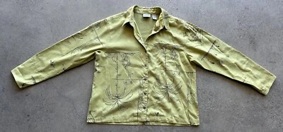 Camisa De Colección Chicos Verde Lima Imitación Gamuza Palmera Floral Doodle Manga Larga 1 Foto 1 de 4