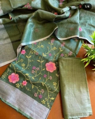 Traje de mujer de algodón bordado sin costuras tela, pantalón traje material de vestido Foto 1 de 4