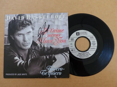 DAVID HASSELHOFF signed Autogramm signiert JE T´AIME MEANS Vinyl Schallplatte LP - Bild 1 von 4