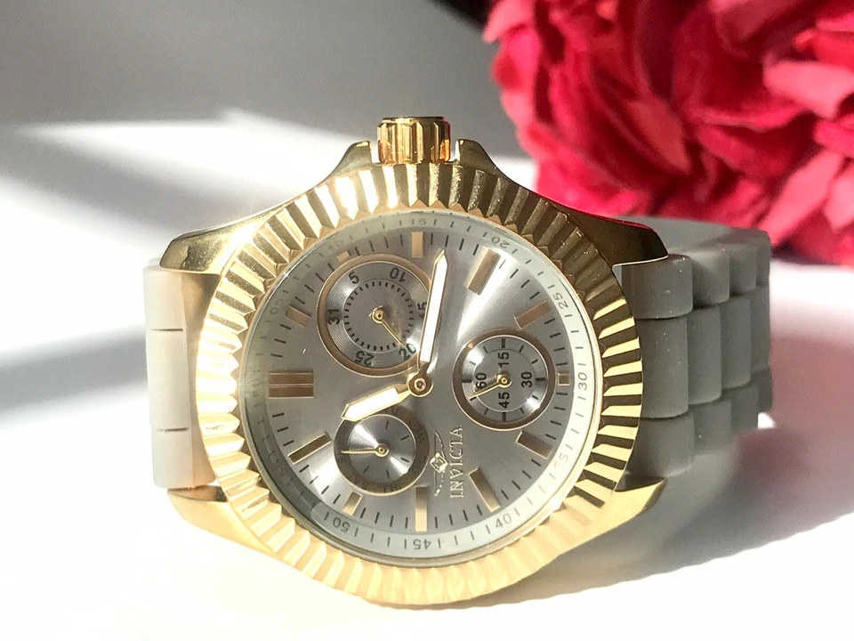 Reloj Mujer Invicta 22100 Angel Gris Correa Silicona Cronógrafo RARO Foto 1 de 4