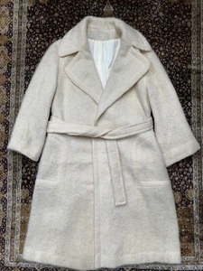 Abrigo Mohair De Colección Sin Botones Cinturón Crema Marfil PRÍSTINO Para Mujer XS/S - Imagen 1 de 24