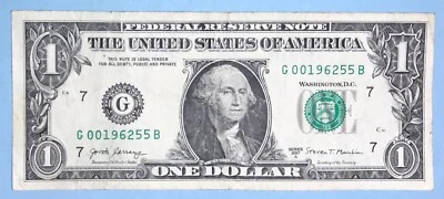 1962 May 5 Birthday Note $1 One Dollar Bill G 00196255 B (_ _ 1962 - 5 - 5 ) - Image 1 of 2