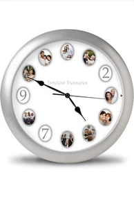 Elegant 14-Inch Silver Photo Frame Clock with Personalized Message Feature - Picture 1 of 4