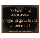 Blechschild - Notdurft - Vintage Wandschschild Shabby schwarz 35 x 26 cm