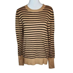 NEW Loft Camel and Black Striped Sweater Size Small - Picture 1 of 7