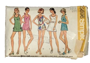 Vtg Simplicity 5697 One Piece Tennis Mini Bathing Suit Panties Size 20 Cut - Picture 1 of 2