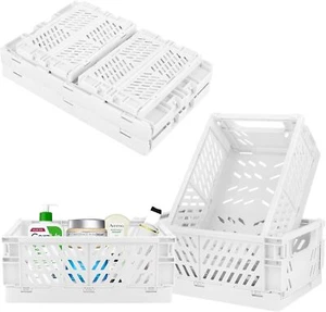 Plastic Baskets for Desk Organizing Drawer Organizer Durable Folding Storage Bin - Picture 1 of 17