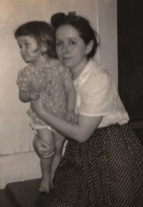 1940s Woman Holding Girl Both Looking Camera Playful Portrait - Picture 1 of 3